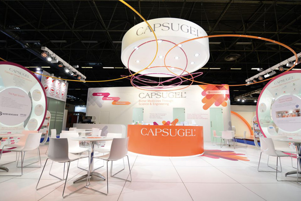 Detail creatieve beursstand Capsugel