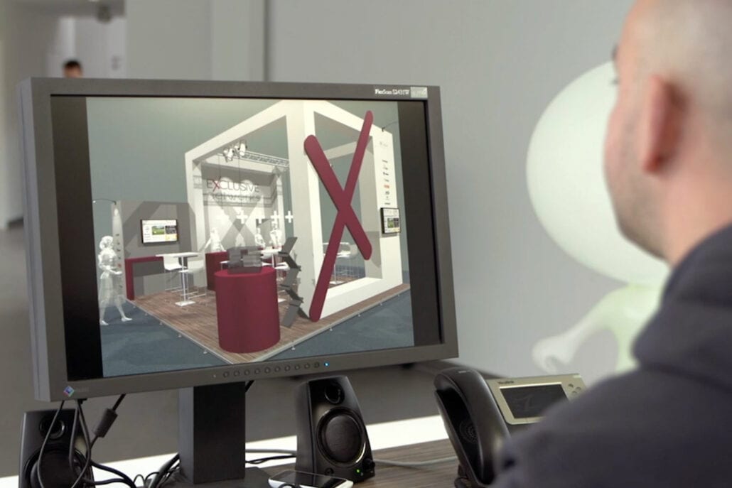 Een interieurontwerper ontwerp een stand