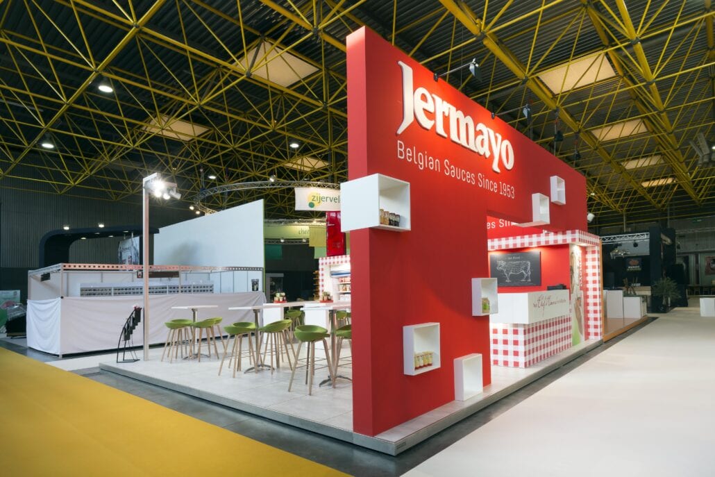 Expo Z standenbouw begeleidt uw bij uw beursdeelname van A tot Z. verhoogde vloer beursstand Tavola Kortrijk