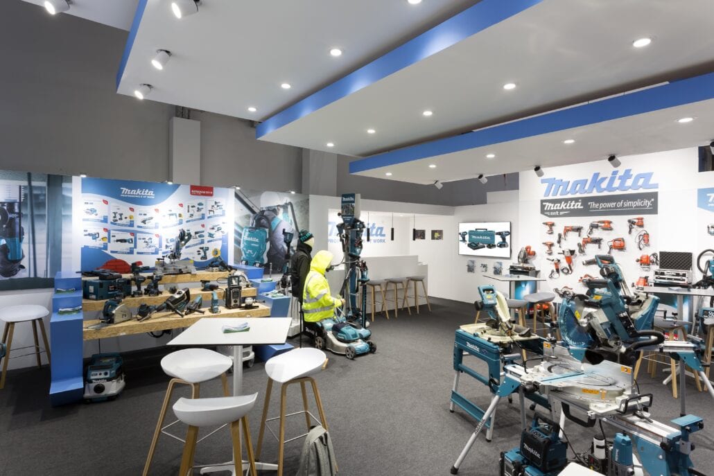 gepresenteerde materiaal in de beursstand van Makita op Batibouw