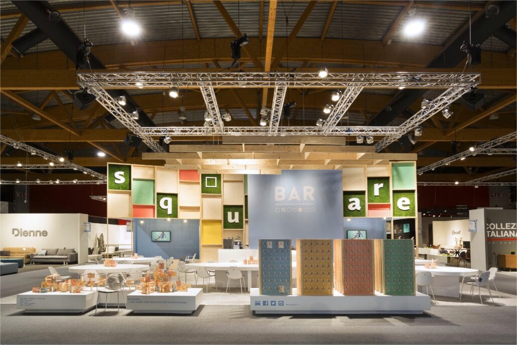Doordat we op maat van de klant werken, is elke beursstand uniek bij Expo Z standenbouw. beursstand Square op de Meubelbeurs van brussel